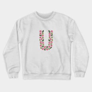 Floral Monogram Letter U Crewneck Sweatshirt